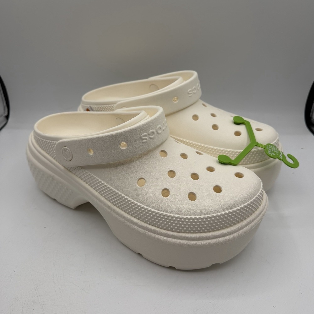 Crocs Stomp Clogs‎ Womens 12 Mens 10 White Slip On Shoes Chunky Sandals NEW